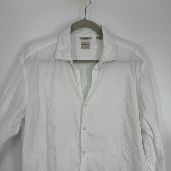 Culturata Button Up shirt Mens size XL 17.5 44 Cotton White Circles long sleeves - Picture 3 of 10